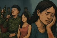 Ilustrasi seprang Wanita LC yang diduga mengalami penganiayaan dari oknum PM yang diduga merupakan simpanannya. (Foto: Doc. Ilustrasi by AI).