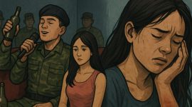 Ilustrasi seprang Wanita LC yang diduga mengalami penganiayaan dari oknum PM yang diduga merupakan simpanannya. (Foto: Doc. Ilustrasi by AI).