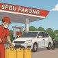 Praktik pengisian BBM ke jerigen di SPBU Pakong di keluhkan warga. (Ilustrasi by AI).