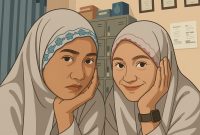 Sabbina Rizqiyatul Atiqoh dan Dewi warda kusuma (Mahasiswi Universitas KH Mukhtar Syafaat Blokagung Banyuwangi. (Ilustrasi by AI).