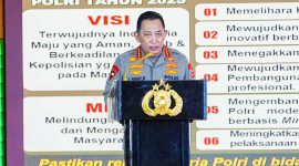 Kapolri Jenderal Listyo Sigit Prabowo, saat menyampaikan sambutan dalam acara penutupan SDM dan Slog.