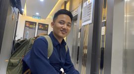 Foto: Muhammad Sutrisno, aktivis Dear Jatim, setelah dimintai keterangan oleh penyidik di Polda Jawa Timur terkait laporan dugaan korupsi PUTR Sumenep.