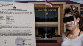 Foto: Oknum LC berinisial S yang wajahnya telah disamarkan, bersama Surat Tanda Penerimaan Laporan (STPL) di Polres Sumenep terkait dugaan pencemaran nama baik melalui media sosial