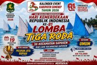 Foto: Poster resmi lomba perahu layar tradisional Tiga Roda yang akan digelar di Desa Pagerungan Besar, Kecamatan Sapeken, pada 19 Agustus 2026 dalam rangka memeriahkan HUT ke-81 Republik Indonesia dan Kalender Event Kabupaten Sumenep 2026.