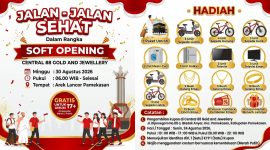 Foto: Poster JJS Central 88 Gold & Jewellery dengan hadiah utama paket umrah dan berbagai hadiah menarik lainnya di Arek Lancor Pamekasan.