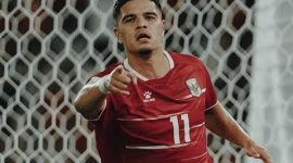Foto:  Pemain Indonesia Ragnar Oratmangoen merayakan gol lawan Singapura 