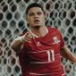 Foto:  Pemain Indonesia Ragnar Oratmangoen merayakan gol lawan Singapura 